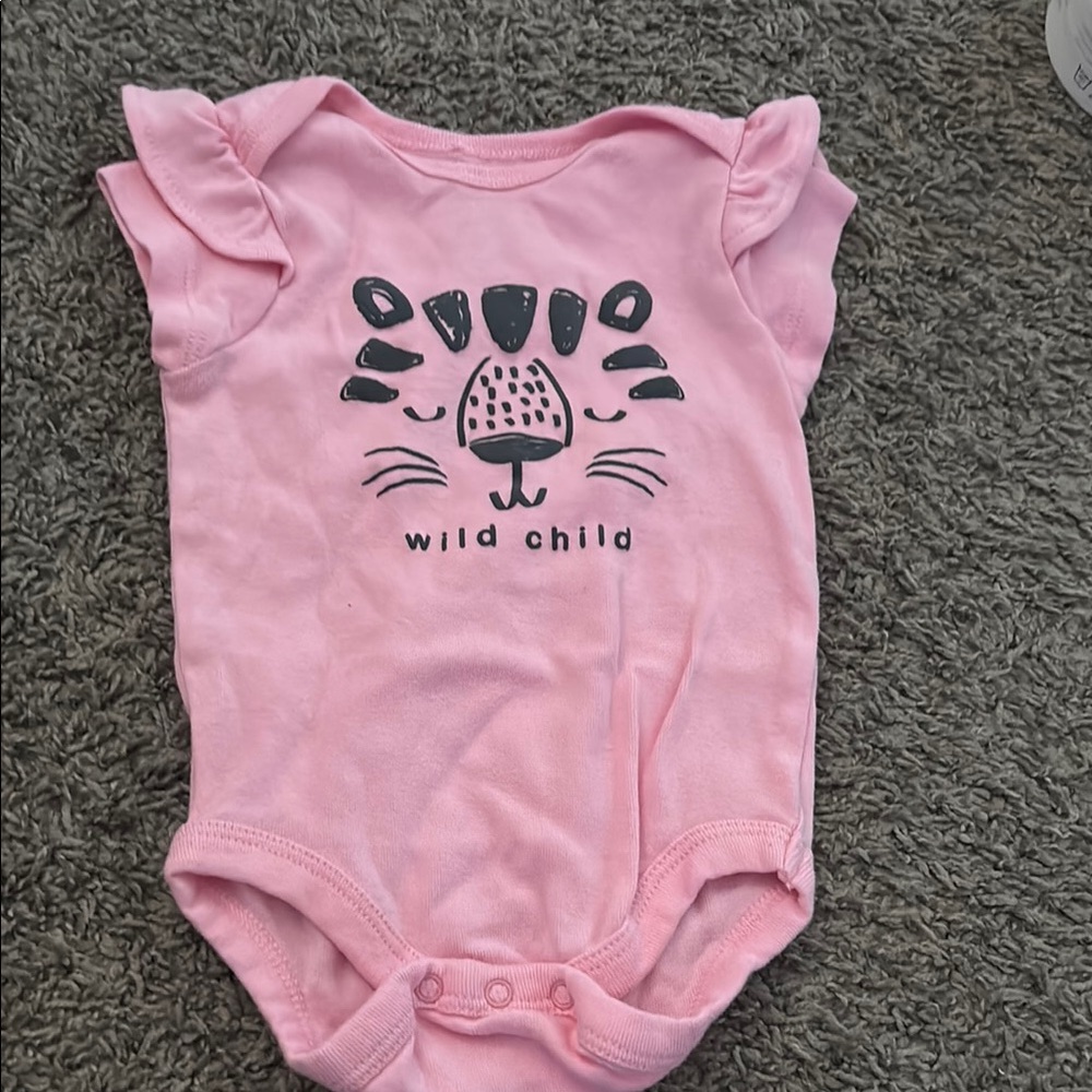 Pink Ruffled Bodysuit with Cat Design